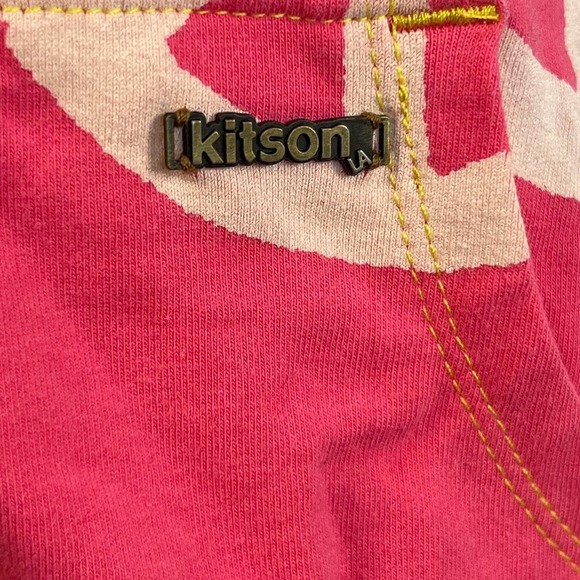 Kitson LA Peace Sign Zip Hoodie Women Large Pink Yellow Short Sleeve Y2K Romcom - Picture 7 of 8